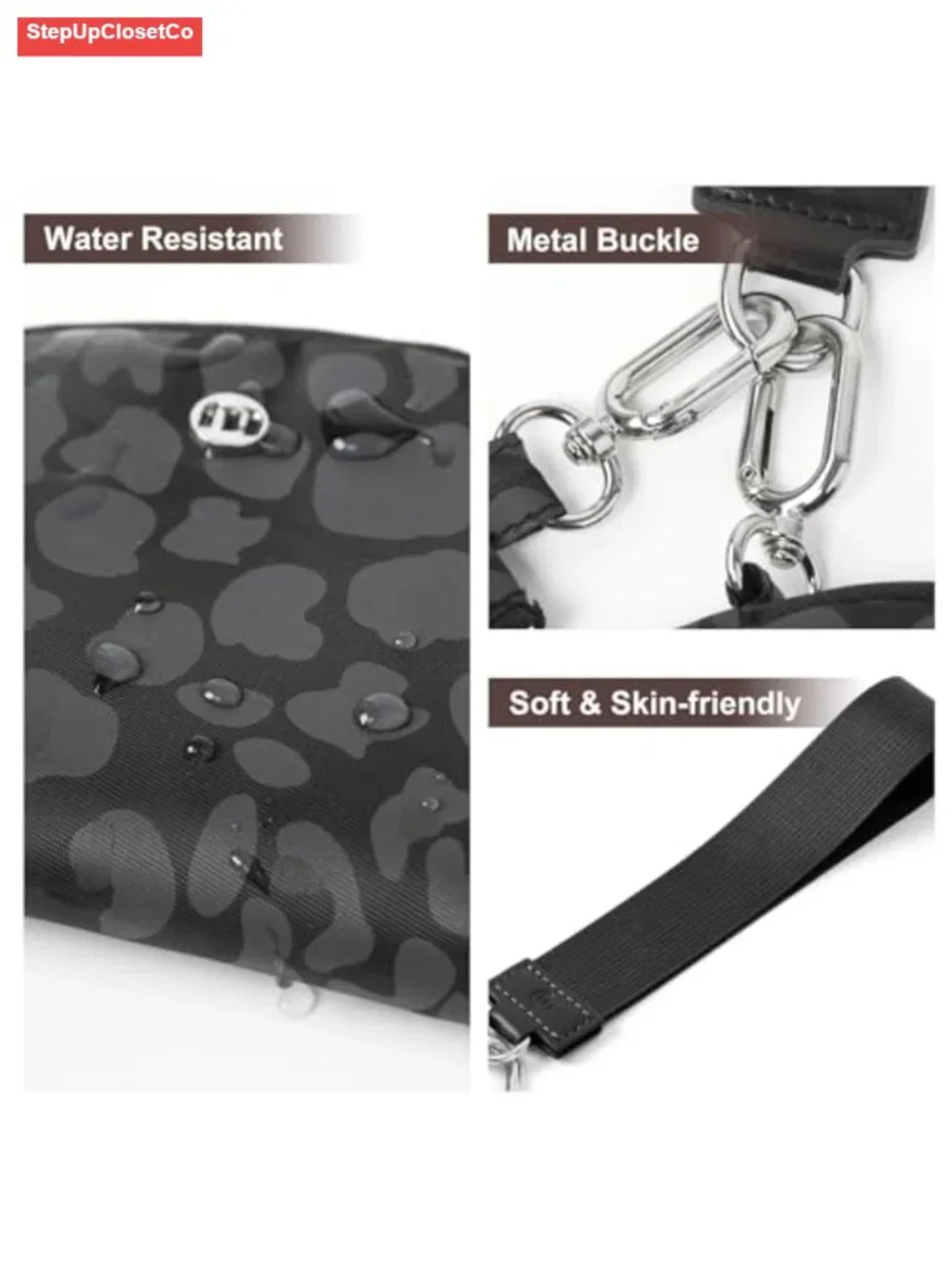 Nylon Detachable Dual Pouch Wristlet Wallet with Coin Purse for Women